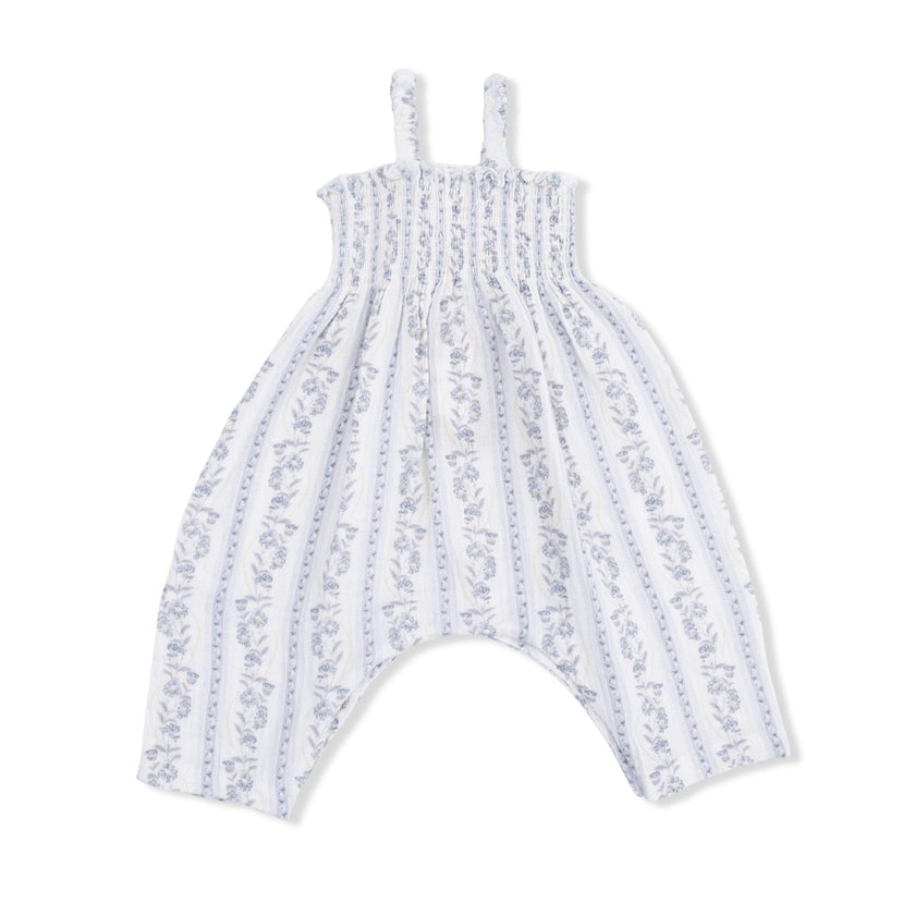 Kimberly Floral Stripe - Smocked Romper