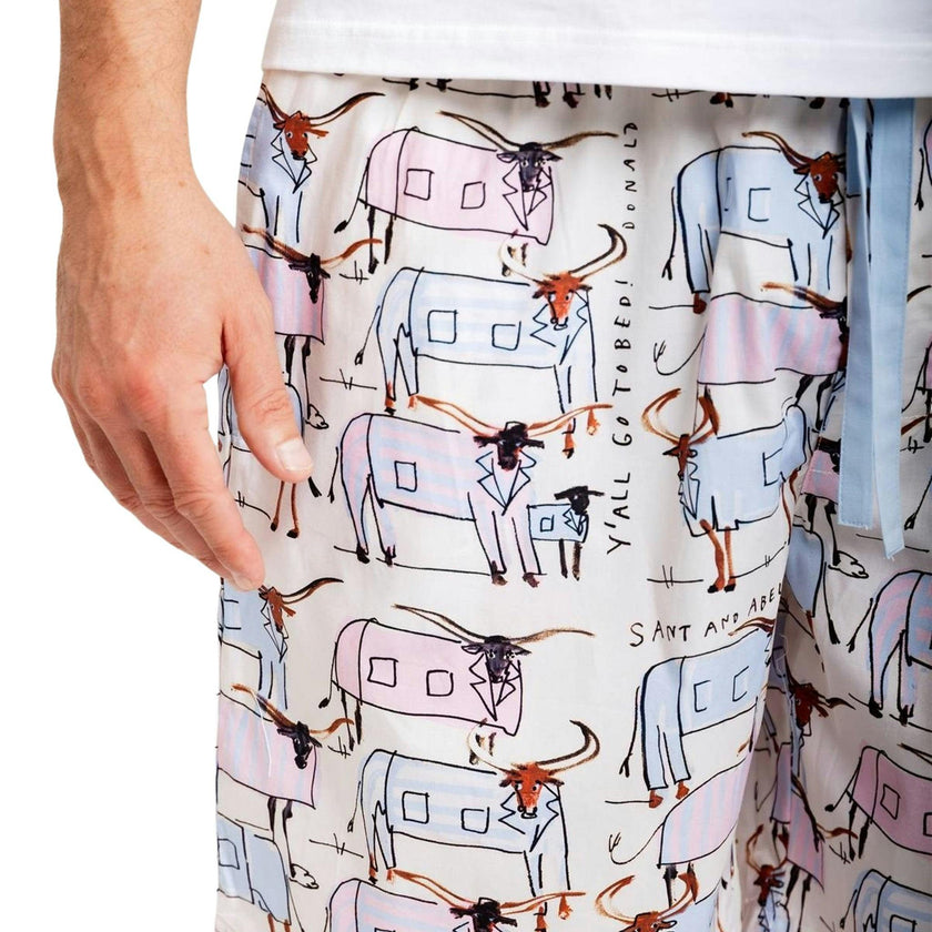 Men's Drawbertson Longhorns Sleep Shorts - Organic Cotton Poplin