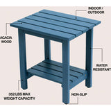 Kellie 16.1" Cottage Classic Slatted Solid Acacia Wood Indoor/Outdoor Side Table with Shelf