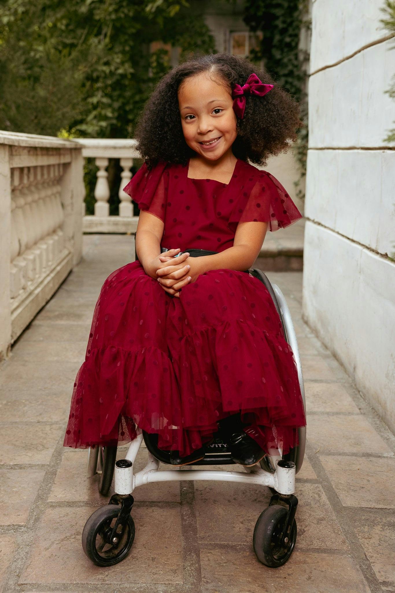 Mini Solange Dress in Burgundy Tulle