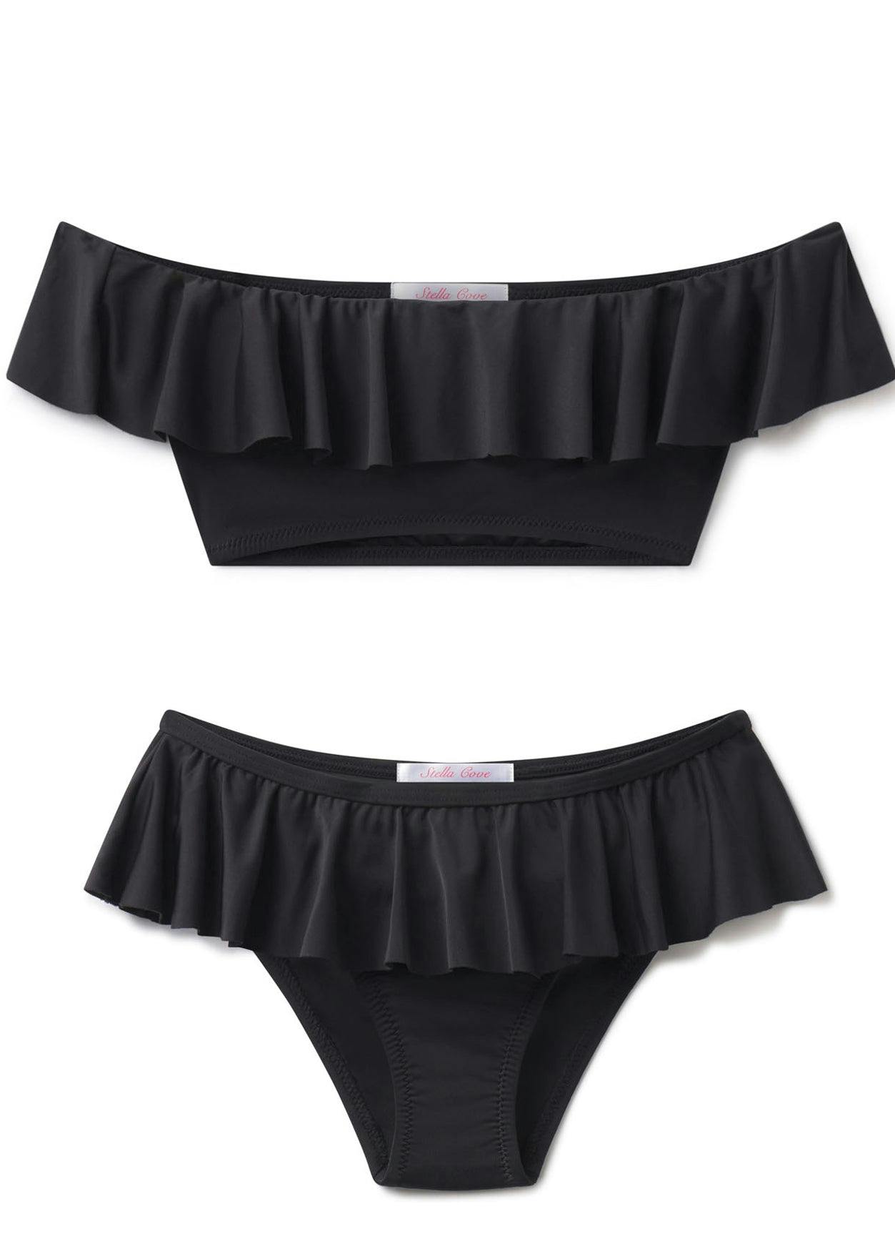 Wide Neck Ruffle Bikini