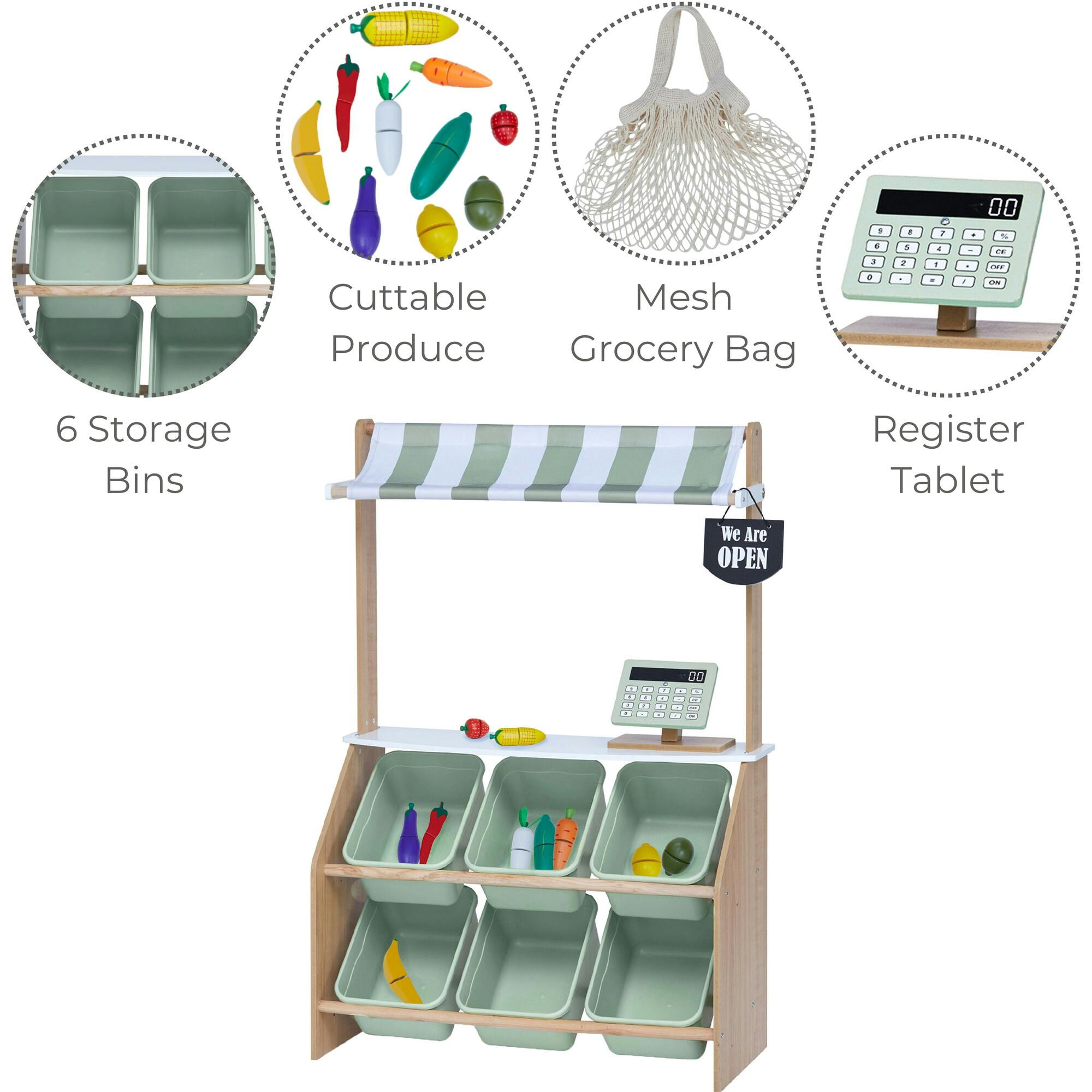 Bundle Little Helper Play Farmer's Market Stand & 21-pcs Produce with Bag