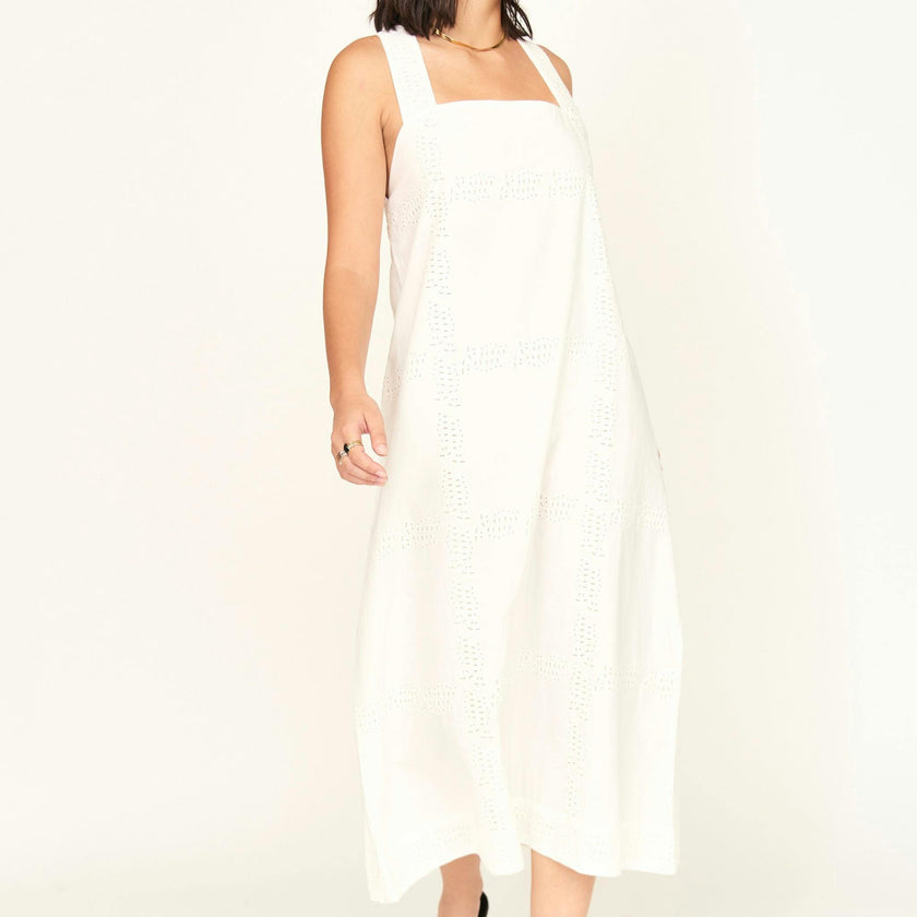 Ica Dress in White Marine Eyelet