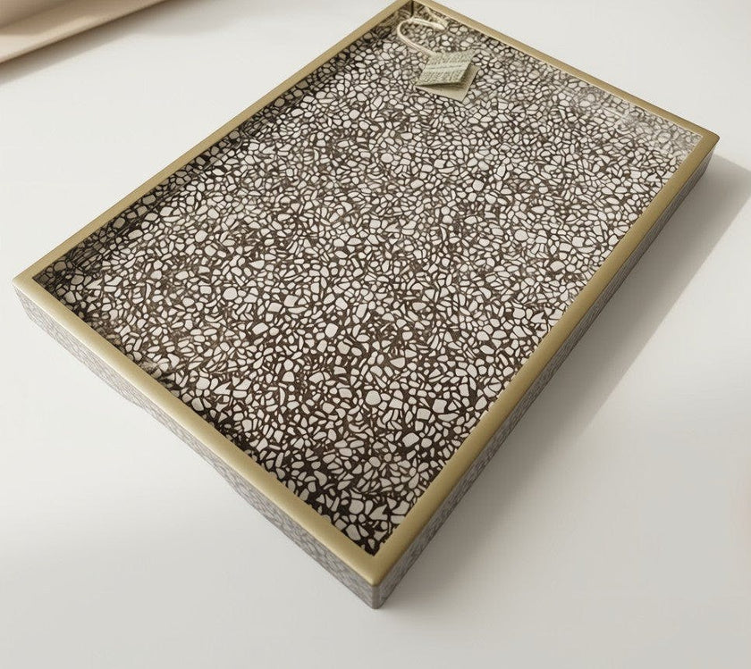 Handmade Reverse Painted Mirror Tray Terrazzo - Medium