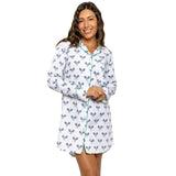 Women's Tennis Navy Night Shirt - Organic Cotton Poplin