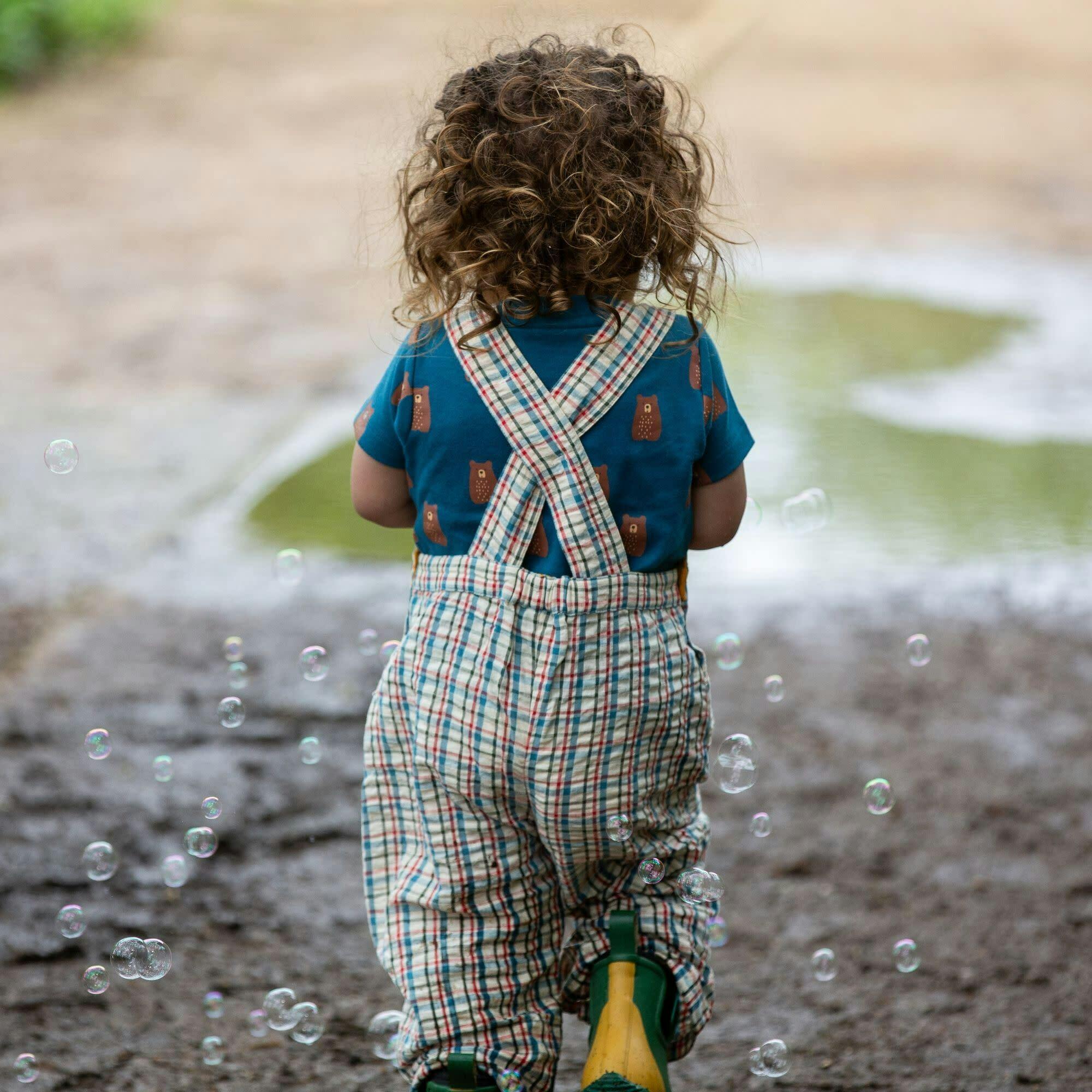 Checked Seersucker Pocket Dungaree Shorts, Multi