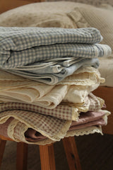 Cream Solids + Gingham Blanket + Bear Lovey SET