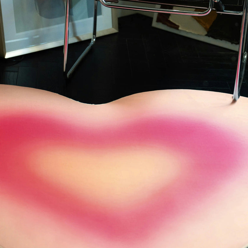 Pink Modern Gradient Heart Rug by Juan Marquez