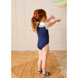 Mariner Collar Embroidered Boat Motif Two Piece Swimsuit in White (12mths- 10yrs)