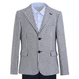 Gray Parker Striped Blazer Suit Set with Shirt
