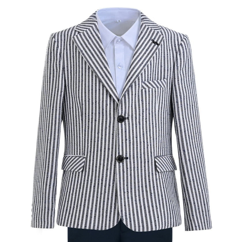 Gray Parker Striped Blazer Suit Set with Shirt