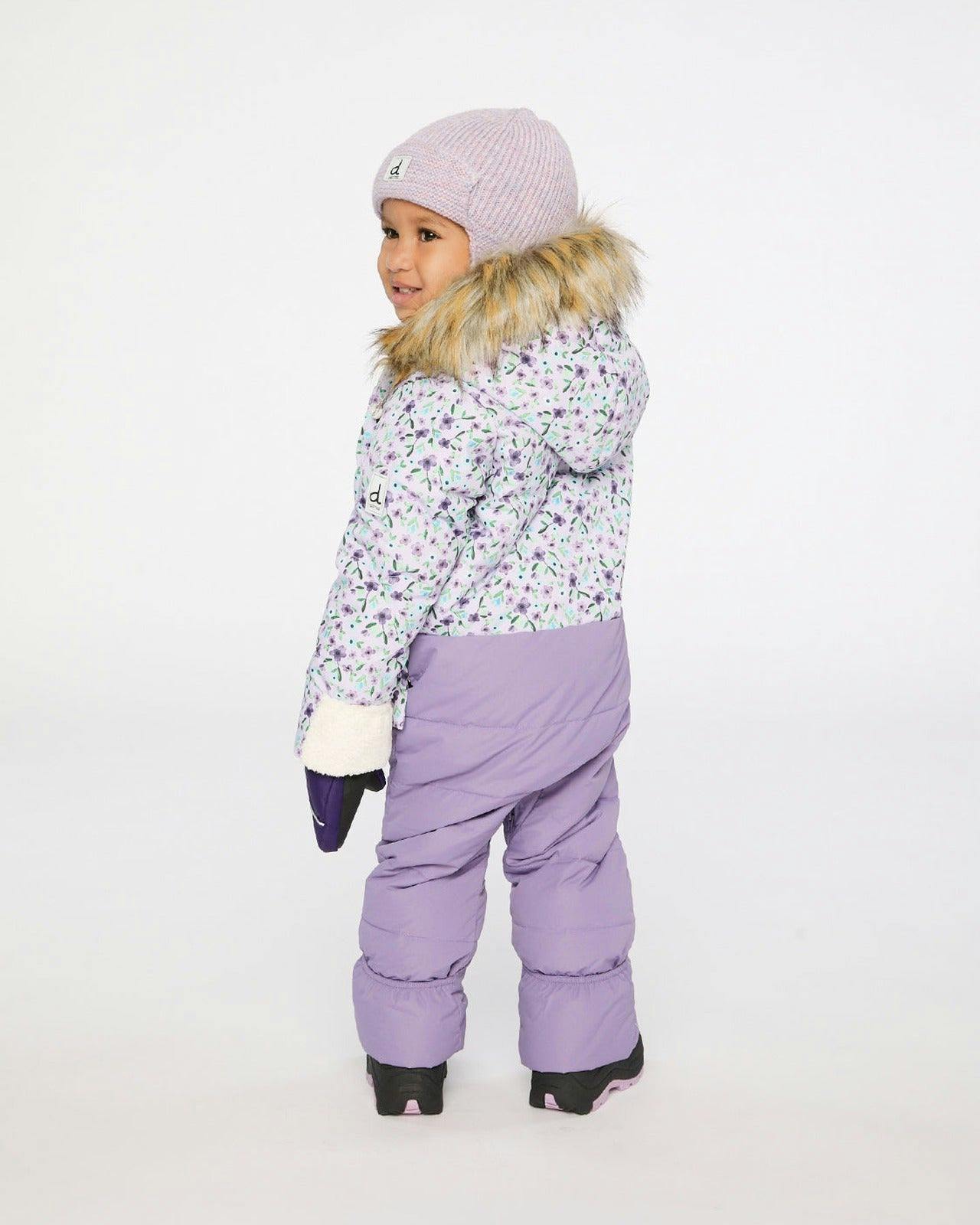 Baby Snug One Piece Snowsuit Adapted For Car Seats Purple Printed Mini Flowers