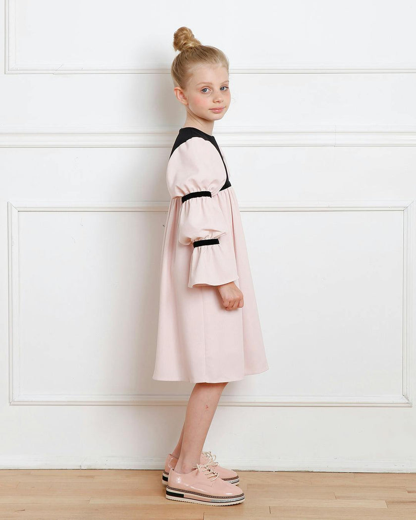 Bella dress (pink with golden embroidery blooms)