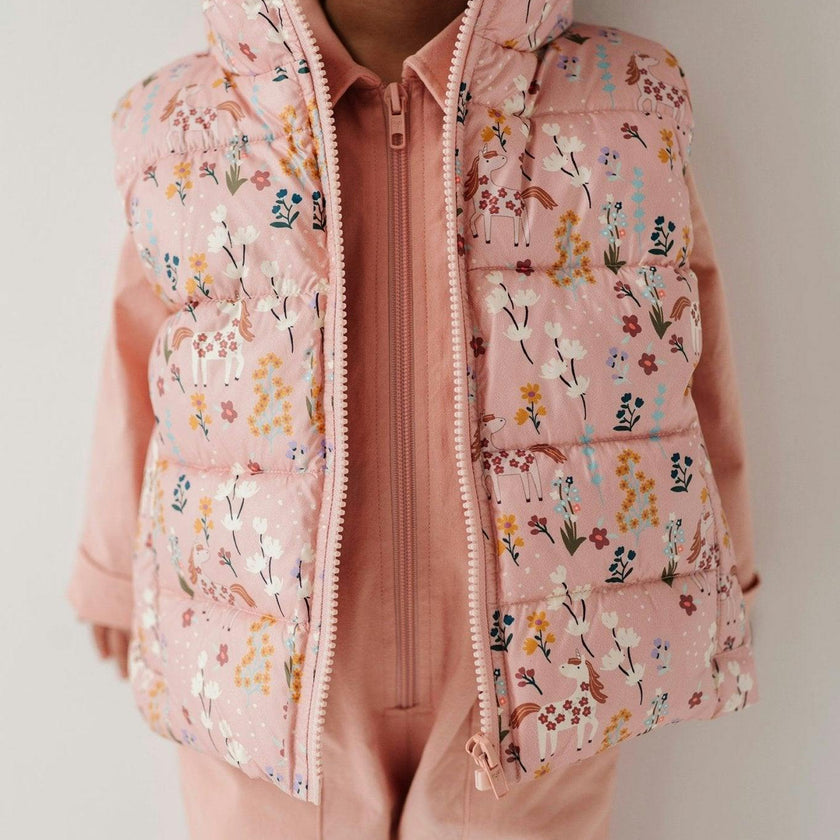 Puffer Vest Winter Floral