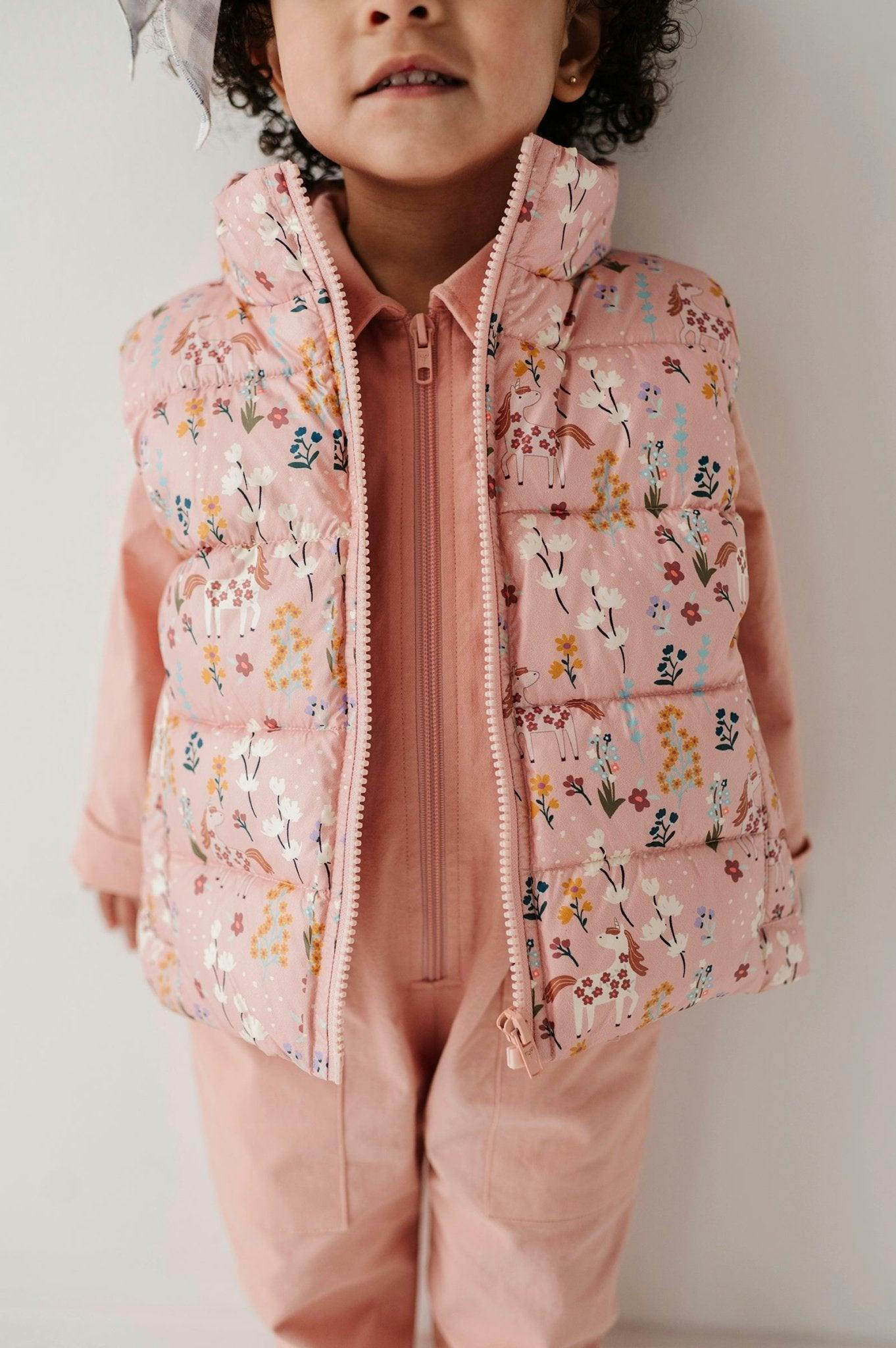 Puffer Vest Winter Floral