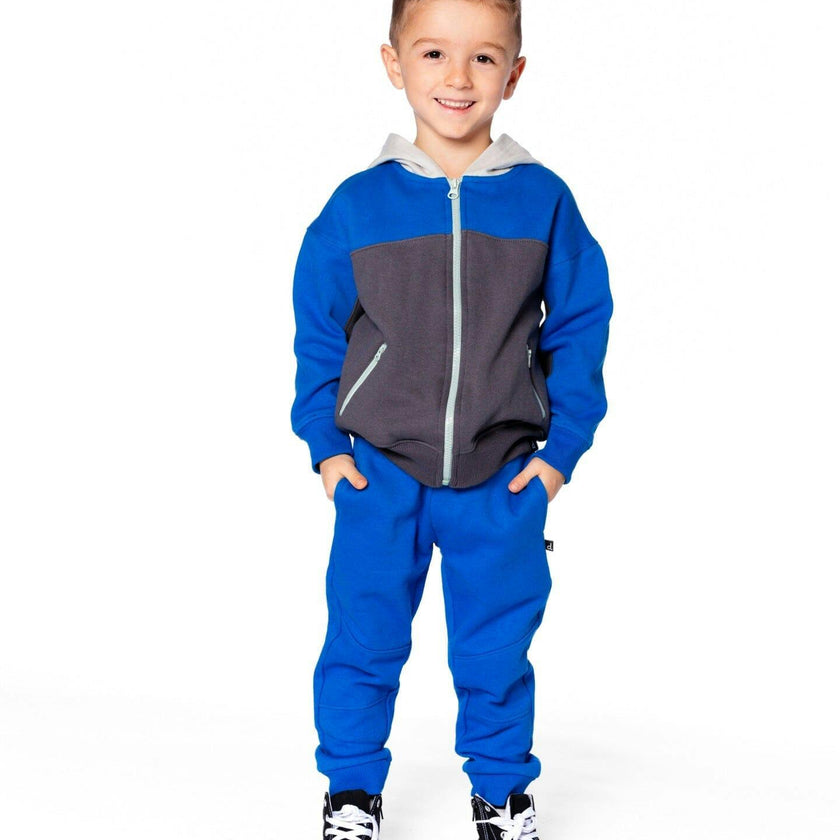 Color Blocked Zip Front Fleece Hoodie