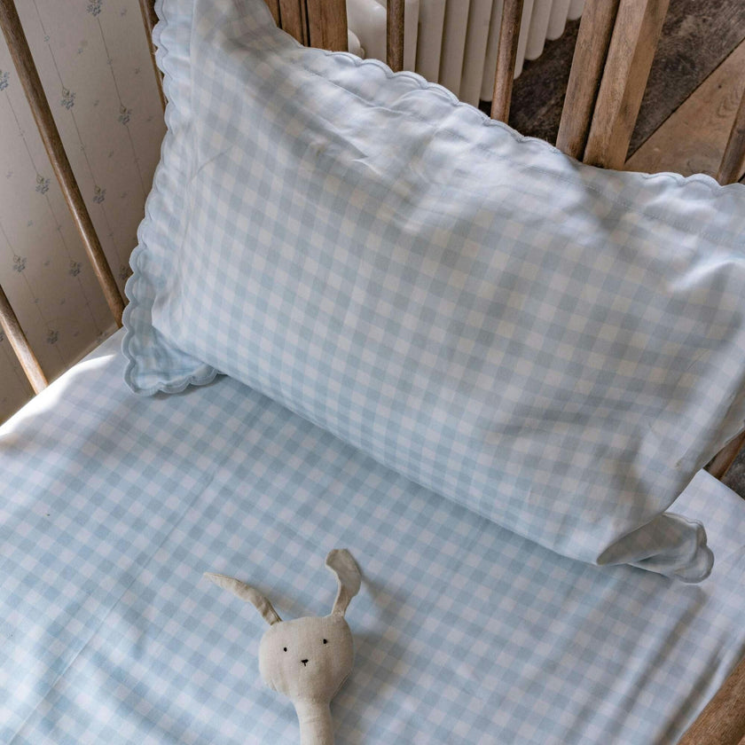 Picnic Gingham Toddler Pillow - Blue