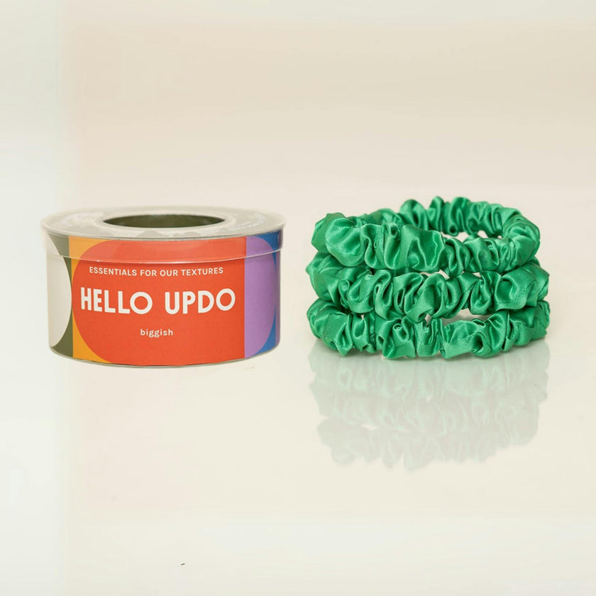 Deep Green Silk Scrunchies