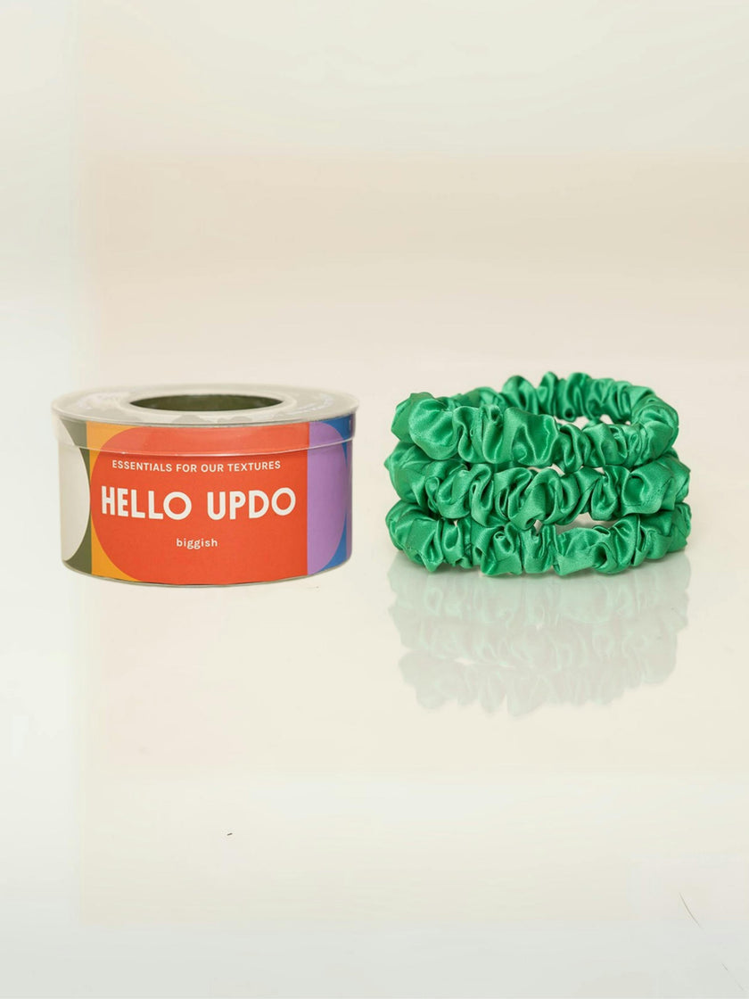 Deep Green Silk Scrunchies