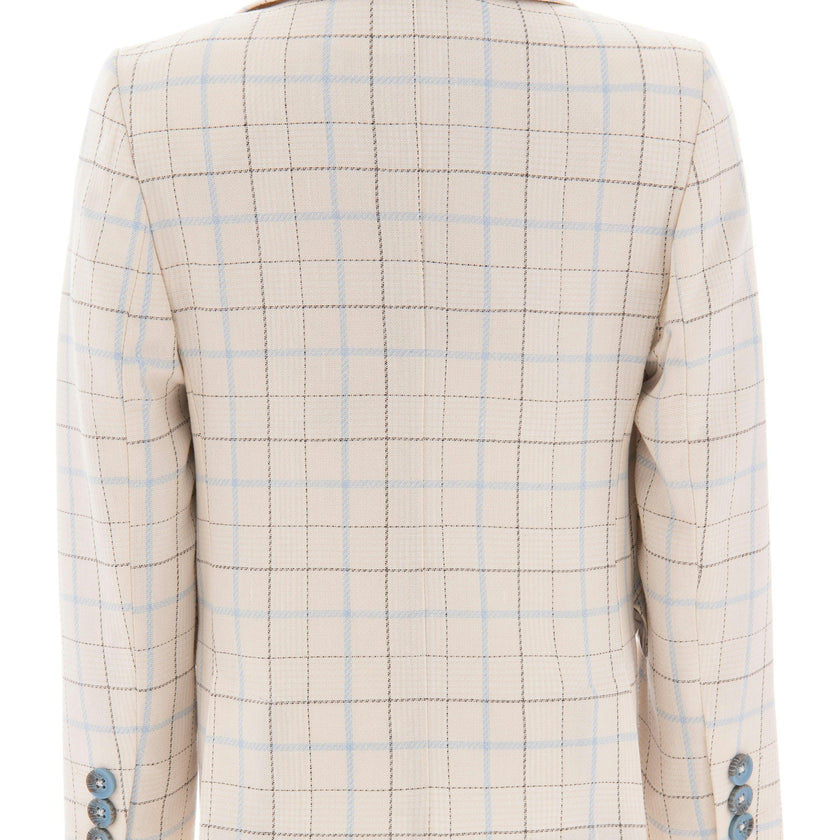 Beige Plaid Print Blazer
