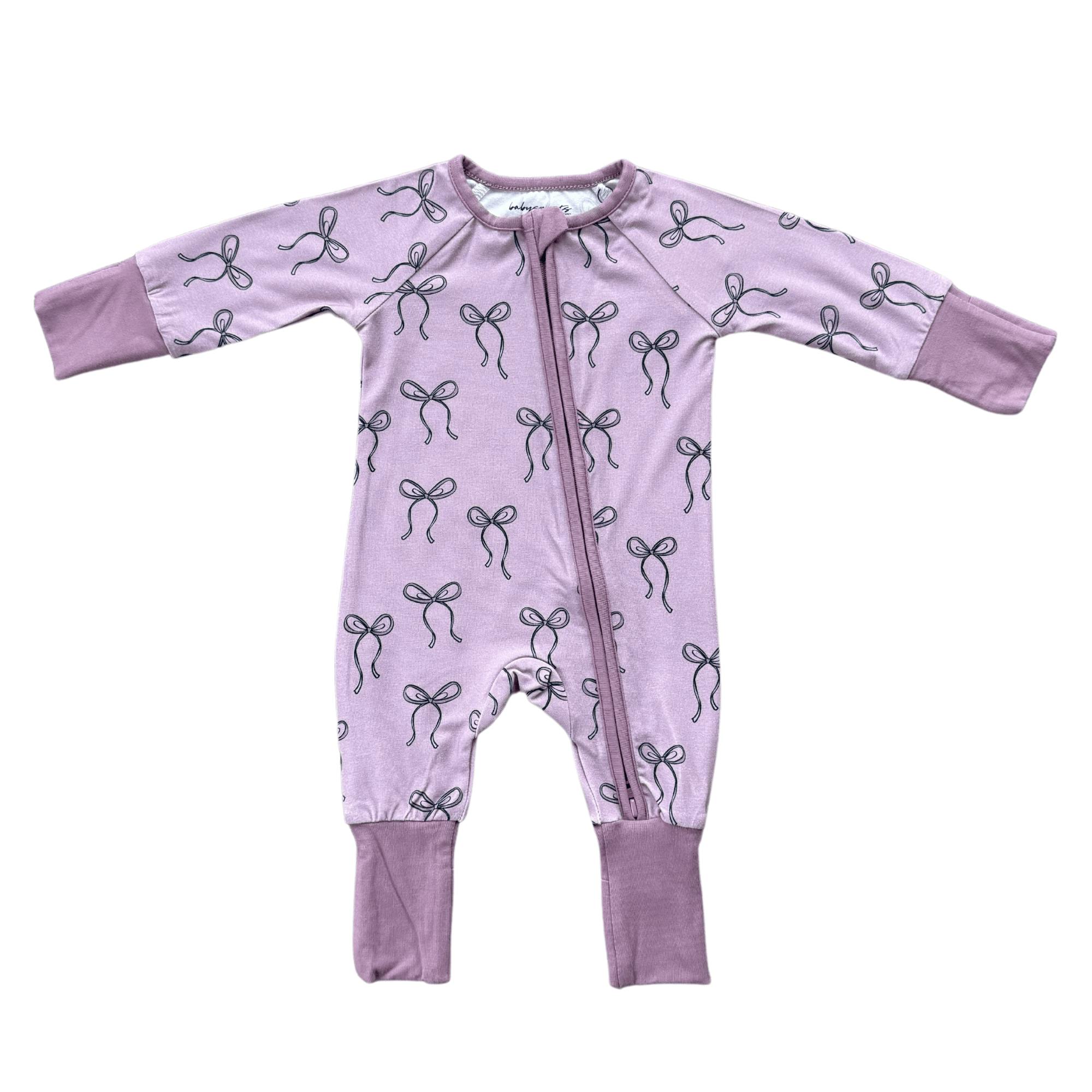 Long Sleeve Zip Romper Hair Bow