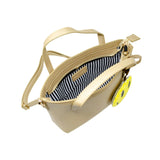 Faux Leather Tote Shoulder Strap Handbag With Sequins Happy Face Charm
