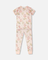 Organic Cotton Two-Piece Pajamas Set Pale Pink Print