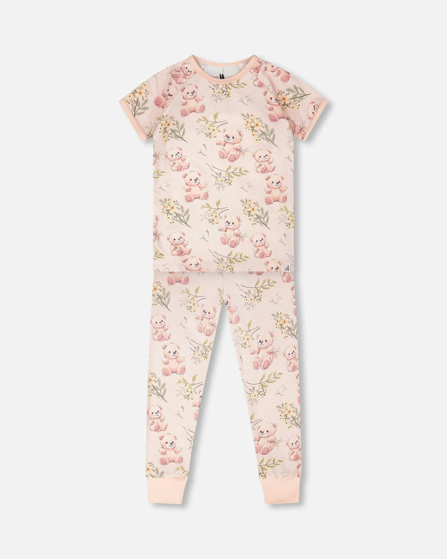 Organic Cotton Two-Piece Pajamas Set Pale Pink Print