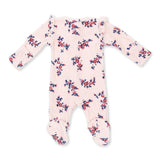 Nora Floral Velour - 2 Way Ruffle Sleeve Zipper Footie