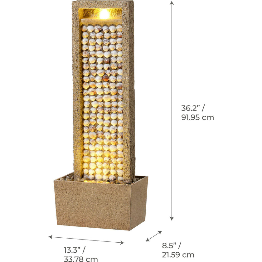 Teamson Home Coastal Seashells Design Outdoor Water Fountain with Warm Glow Lighting