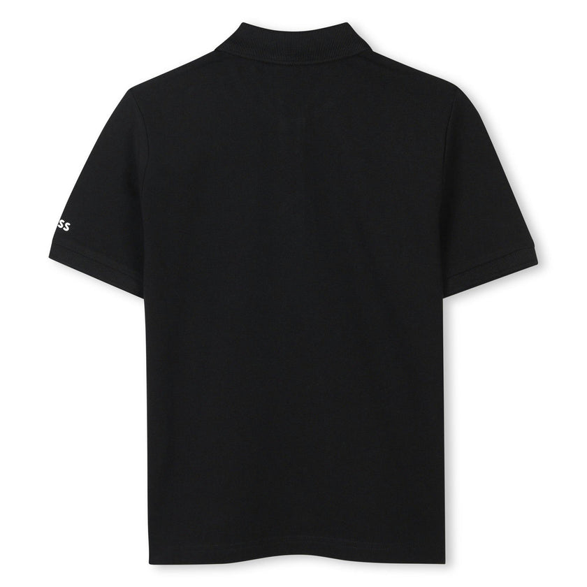 Black Short Sleeve Block Polo