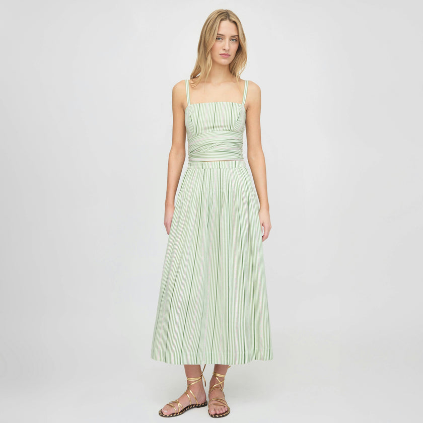 The Ame Skirt - Green Jacquard Stripe
