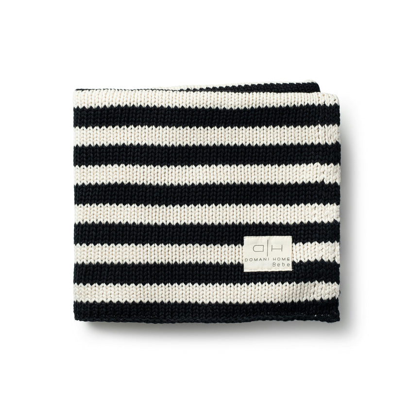Iconic Stripe Knit Baby Blanket - Black