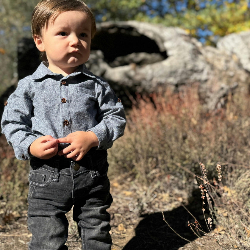 JASPER Navy Chambray Woven Onesie
