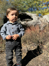 JASPER Navy Chambray Woven Onesie