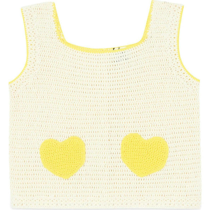 BONTON Citron Heart Pocket Crochet Vest