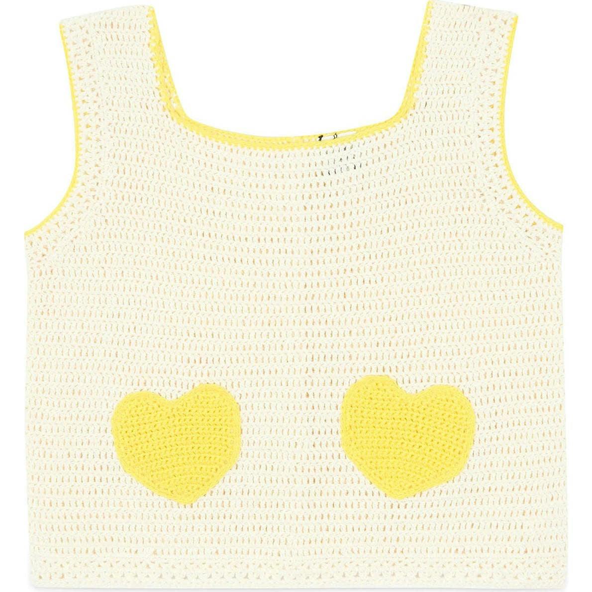 BONTON Citron Heart Pocket Crochet Vest