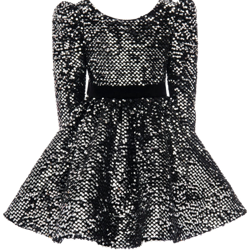 Black Merribrook Sequin Bow Dress