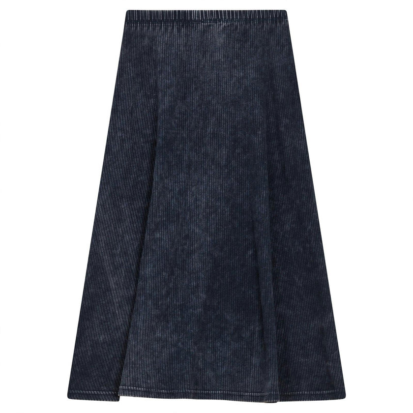 Distressed Ribbed A-Line Skirt