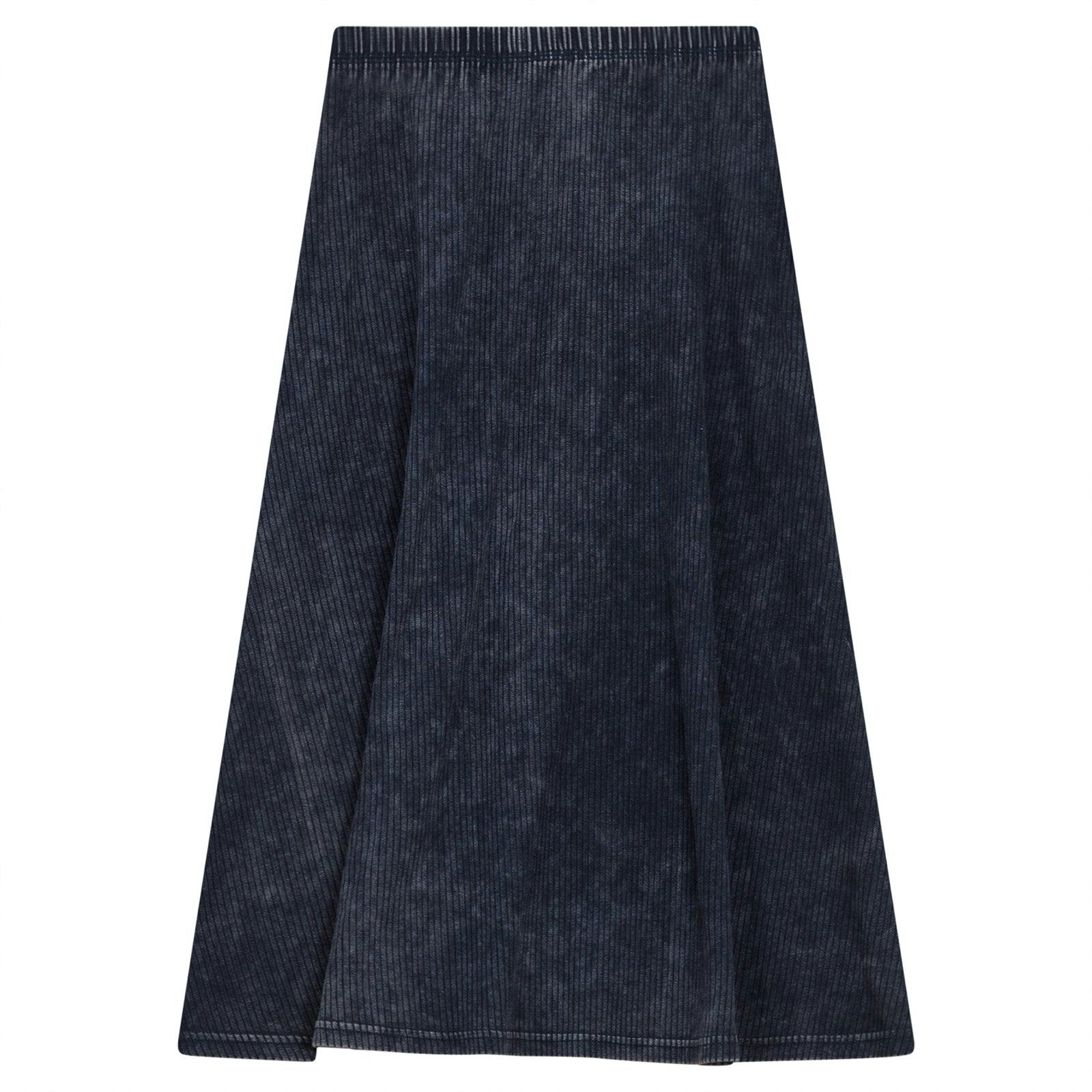 Distressed Ribbed A-Line Skirt