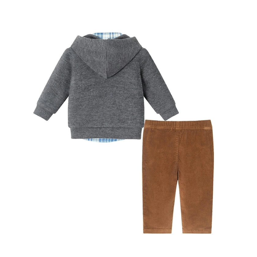 Infant 3-Piece Hooded Cardigan & Cord Set