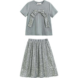 Sequin Bow T-shirt & Skirt Set
