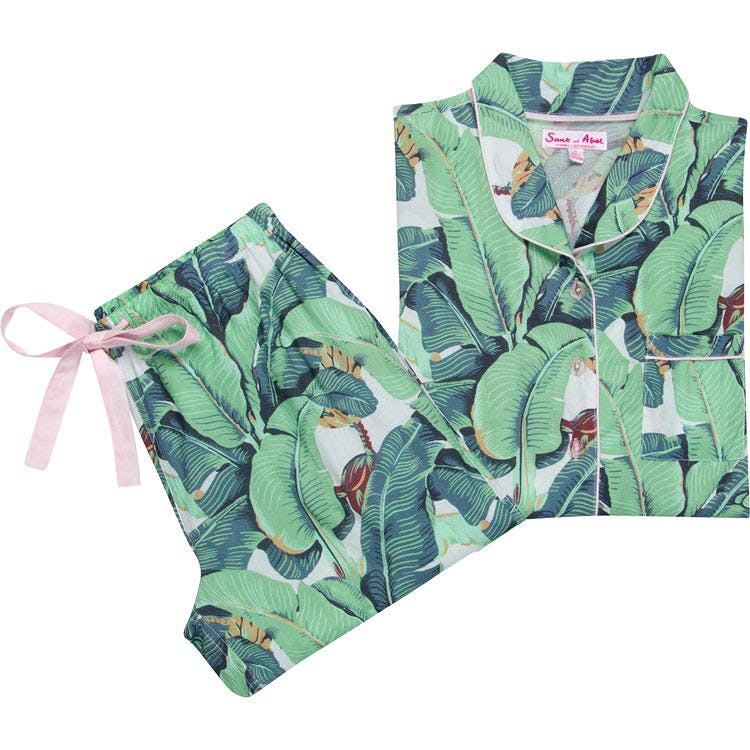 Women's Martinique® Green Banana Leaf Long PJ Set - Organic Cotton Poplin