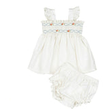 Embroidered Flutter Set in Ivory