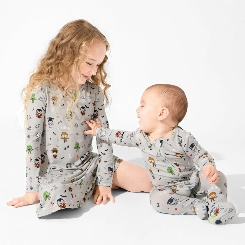 Little Monsters Bamboo Girls' Short Sleeve Dress