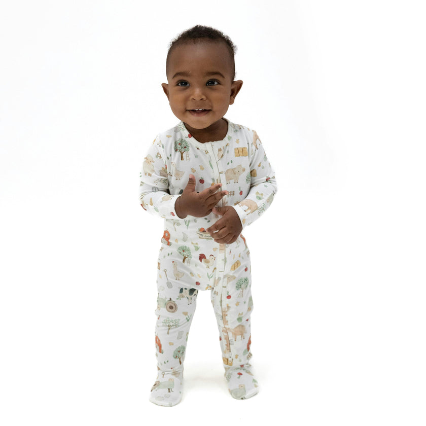 Cute Farm Animals Uni - 2 Way Zipper Footie