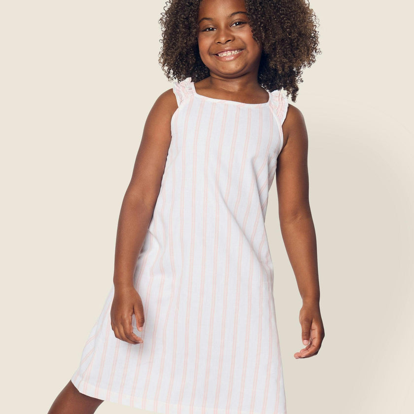 Girl's Twill Amelie Nightgown in Pink Stripe