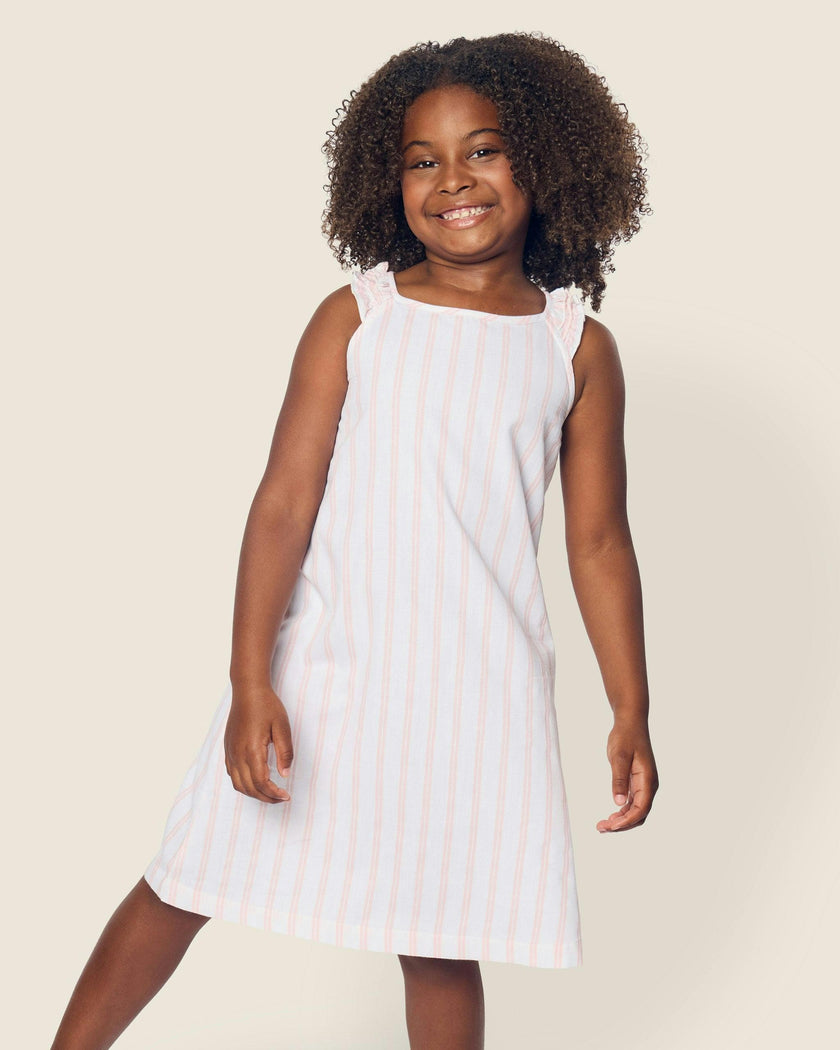 Girl's Twill Amelie Nightgown in Pink Stripe