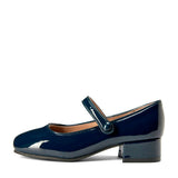 Holly Glossy Leather Heeled Square Toe Mary Jane Shoes