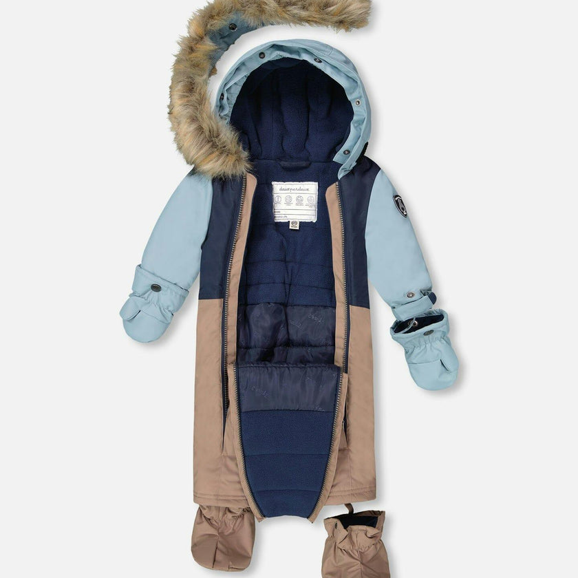 One-Piece Baby Play Snowsuit Designed for Car Seat